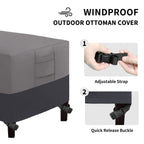 Easy-Going Outdoor Ottoman Cover, Waterproof Patio Ottoman Cover, Heavy Duty Outdoor Furniture Cover With Padded Handles (33'X33'X17', Gray/Dark Gray)