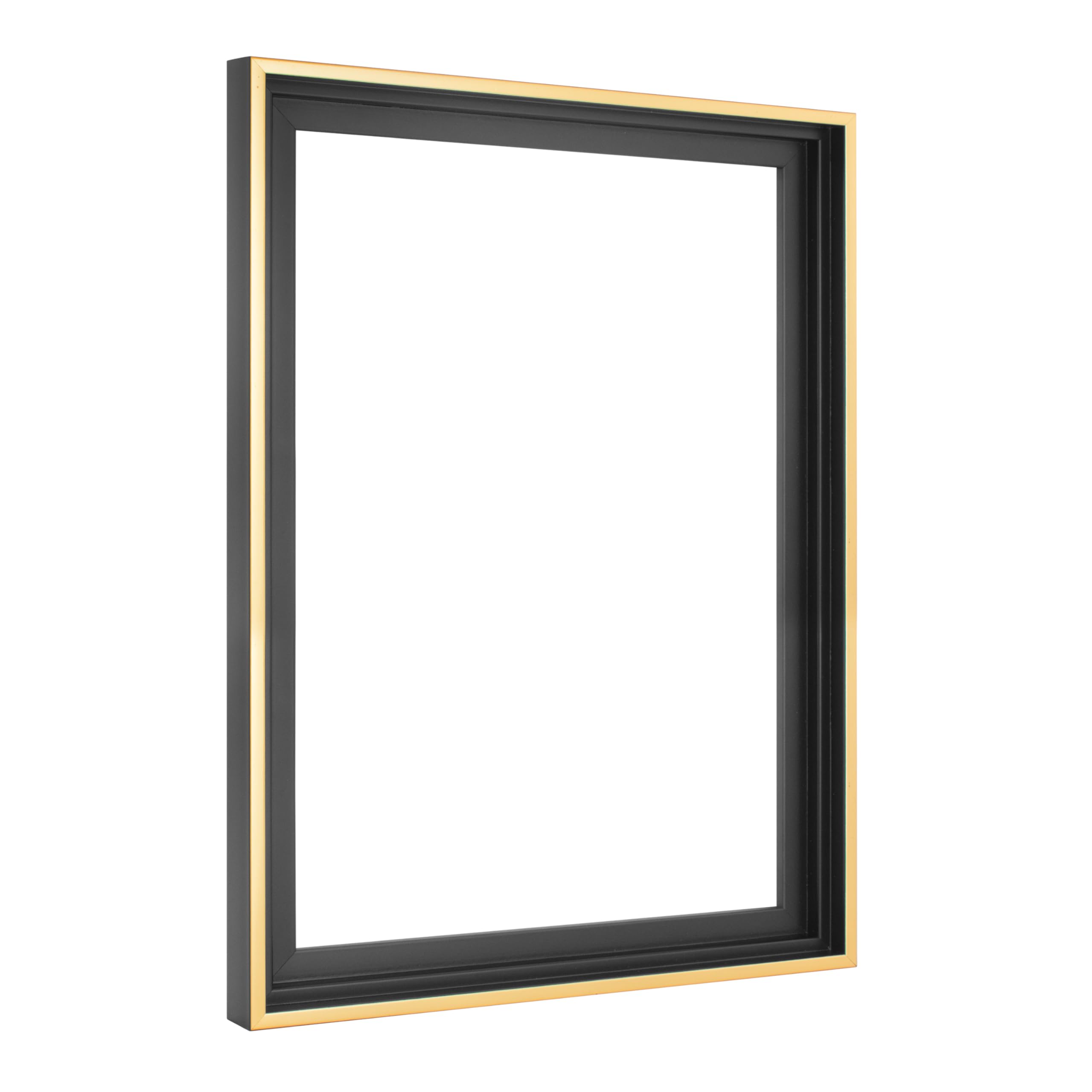 MCS Canvas Float Frames 12x16 Frame, Black & Gold Frame for Finished Canvases, Vertical & Horizontal Wall Hanging Large Frame wi
