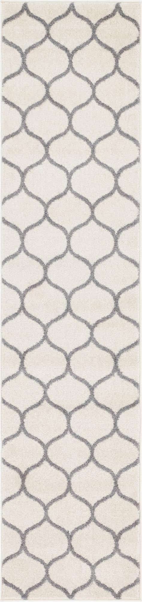 Unique Loom Trellis Frieze Collection Area Rug - Rounded (2' x 8' 8'' Runner, Ivory/ Gray)