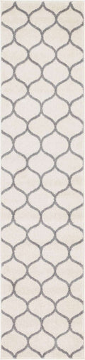 Unique Loom Trellis Frieze Collection Area Rug - Rounded (2' x 8' 8'' Runner, Ivory/ Gray)