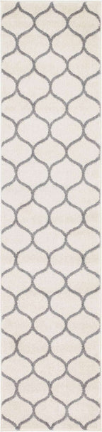 Unique Loom Trellis Frieze Collection Area Rug - Rounded (2' x 8' 8'' Runner, Ivory/ Gray)