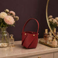 G.FIDEL Mini Handheld Storage Basket Organiser with Handle, Maroon, Portable, Multipurpose Container for Home, Kitchen, Bathroom