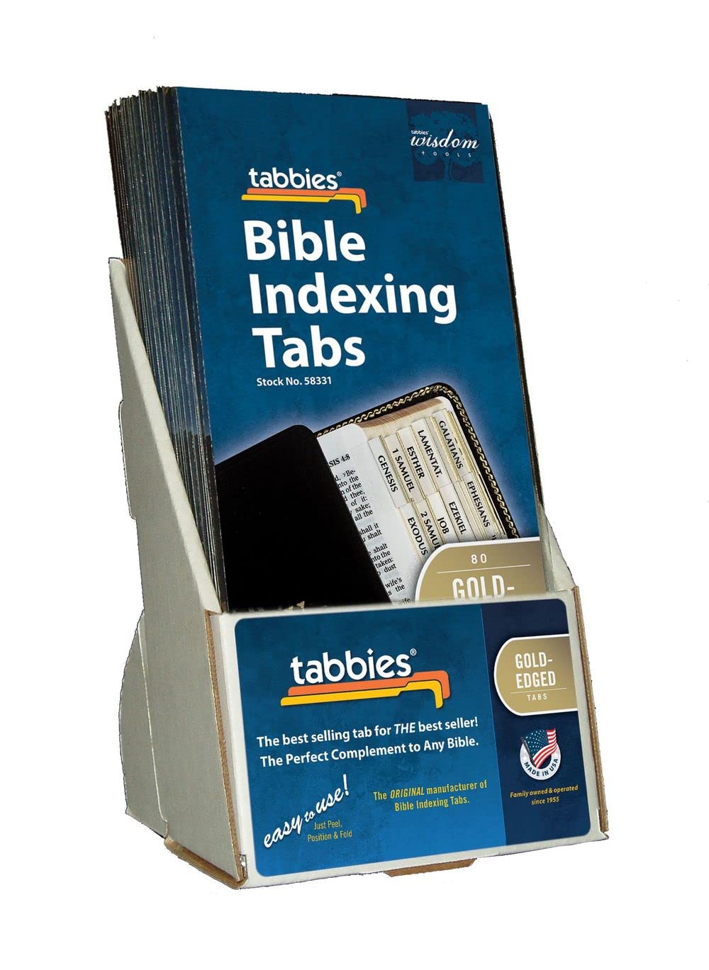 Tabbies 20 Pack With Display Gold-Edged Bible Indexing Tabs, Old & New Testament, 80 Tab (58331)