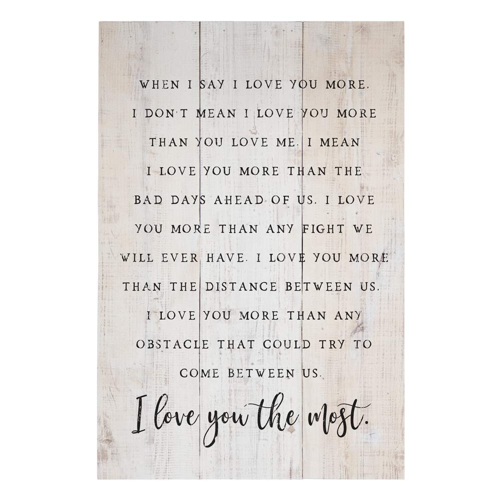 Simply Said, INC Rustic Pallets I Love You the Most, 16x10.75in Wood Sign RUS1294