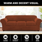 Princedeco 4 Pieces Couch Covers Extra Large Couch Covers For 3 Cushion Sofa Width Up To 105 Inch Thick Soft Furniture Slipcovers With 3 Individual Large Cushion Covers(X-Large, Rust)
