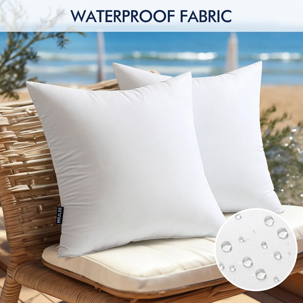 Miulee Pack Of 2 20X20 Inch Outdoor Pillow Inserts Waterproof Decorative Throw Pillow Insert, Square Lumbar Garden Pillow Form For Patio Sofa Couch