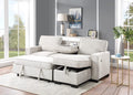 Lilola Home Estelle 87 W Beige Fabric Reversible Sleeper Sectional Sofa with Storage Chaise - L-Shaped Couch with Pull-Out Bed, 