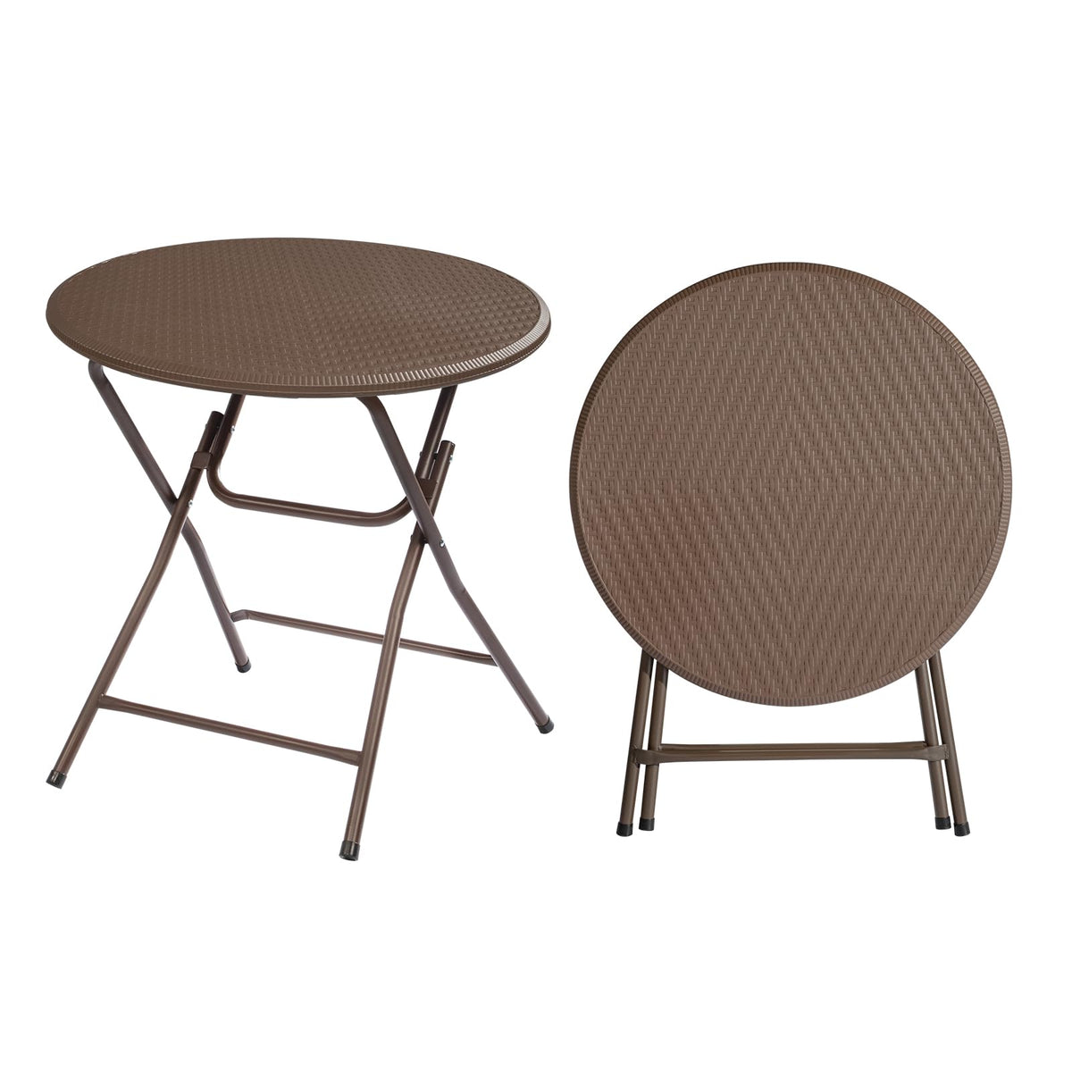VINGLI 32 Round Folding Commercial Banquet Table, Portable Plastic Coffee Card Dining Table for Kitchen or Outdoor Party Wedding