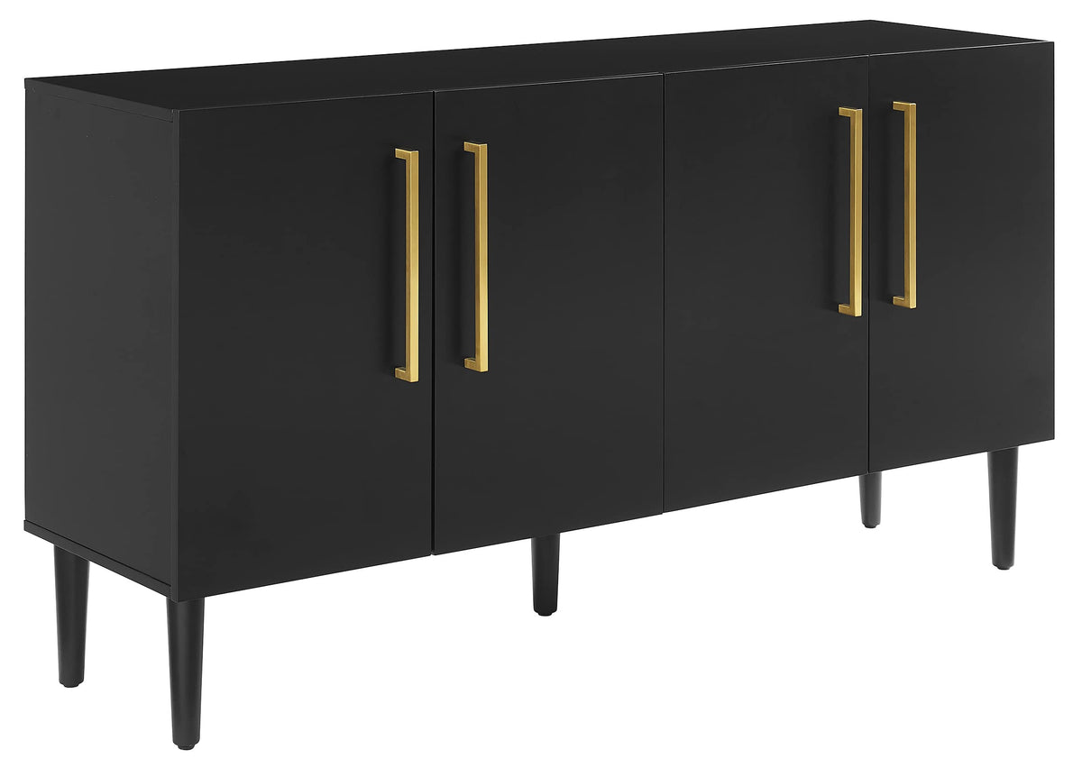 Crosley Furniture Everett Mid Century Sideboard Buffet Cabinet with Storage, Matte Black