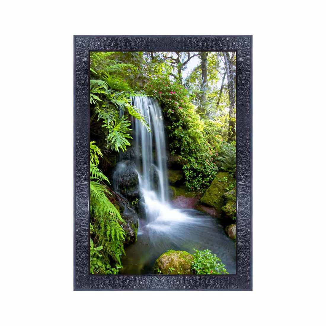 Pnf Poster And Frames Vastu Waterfall Landscape Scenery Wooden Photo Frame With Acrylic Sheet | Living Room, Bedroom | Home Deco
