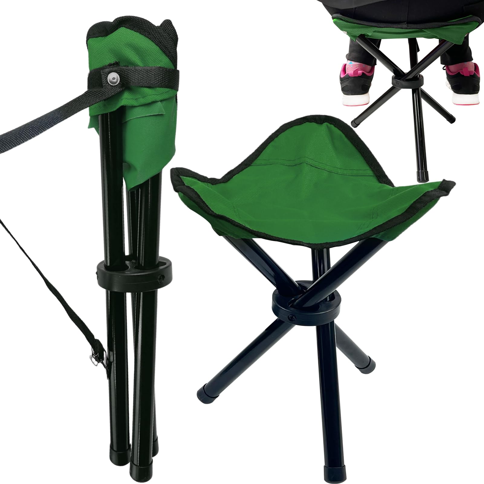 Travel Folding Camping Stool, 14.6 inches Tripod Chair and Maximum weight 300 lbs Outdoor Portable Party Chair Fishing Chair Sea