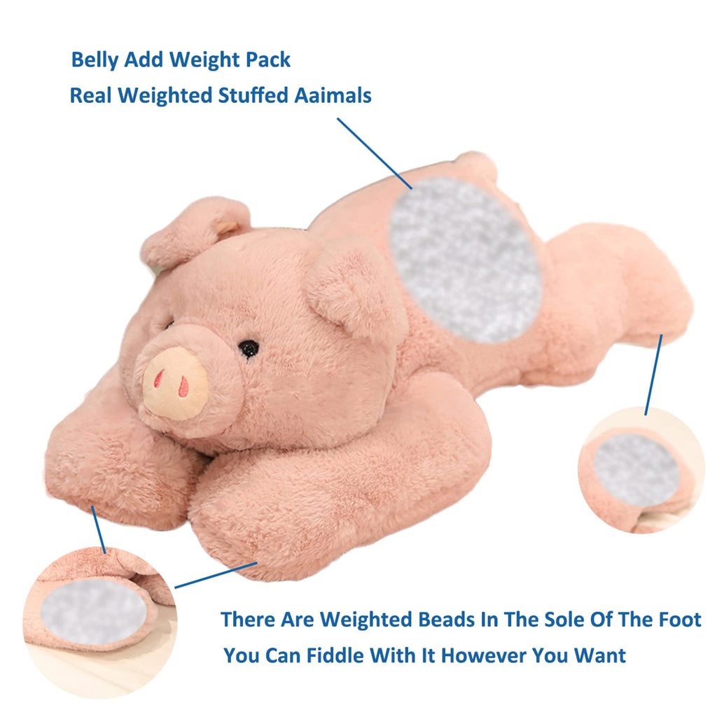 Doireum Weighted Pig Stuffed Animal Toy, 30cm Pink Plush Throw Pillow for Kids