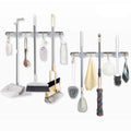 DGSL 4 PCS Broom Holder Wall Mount with 3 Racks 4 Hooks, Stainless Steel Wall Mounted Organizer Mop and Broom Storage Tool Rack 