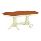 East West Furniture PLAI7-WHI-C 7 Piece Dinette Set Consist of an Oval Dining Room Table with Butterfly Leaf and 6 Linen Fabric Upholstered Dining Chairs, 42x78 Inch, Buttermilk & Cherry