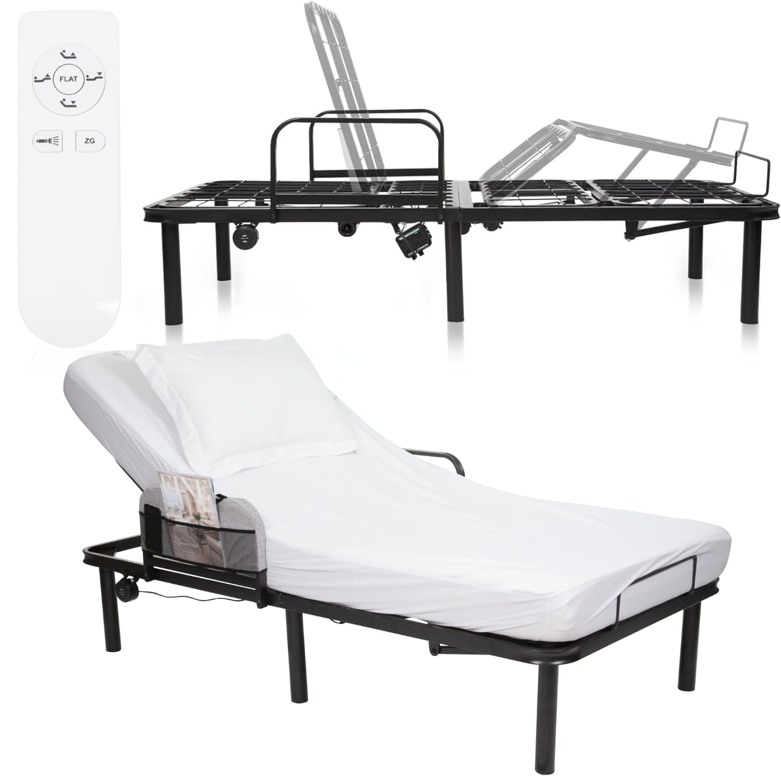 Vive Adjustable Bed Base Frame (Twin) - Electric Heavy Duty Metal Platform Bed Frame with Adjustable Base for Hospital Mattress 