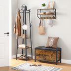 VASAGLE Entryway Storage Bench ULSC80BX, Flip Top Ottoman, Industrial Rustic Brown Engineered Wood, Black