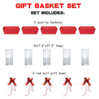 funsky Gift Basket Kit - 5 Pack Red Cardboard Baskets with Handles for Holidays, Birthdays, and Special Occasions
