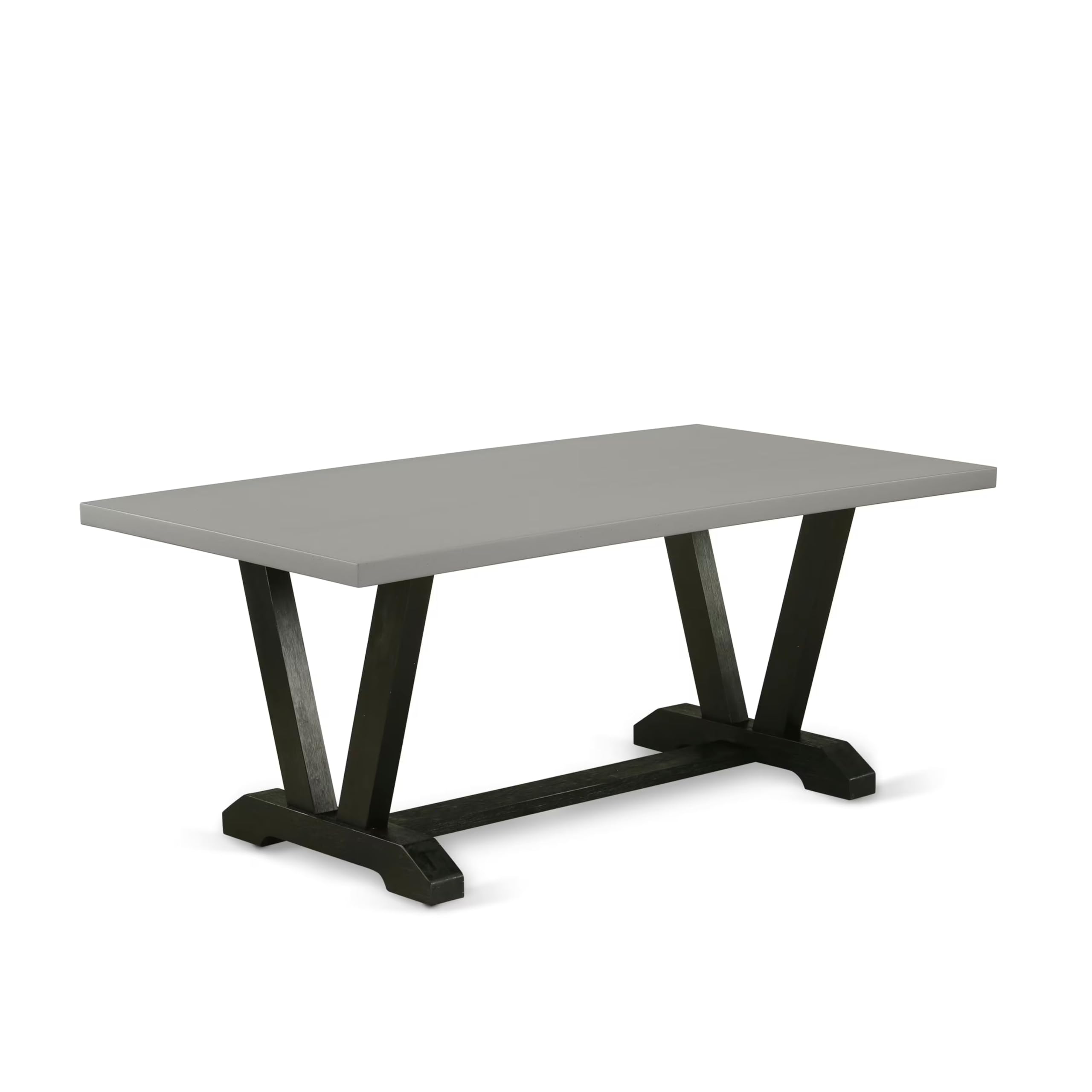 East West Furniture V697EL121-6 6 Piece Kitchen Table Set Contains a Rectangle Dining Table with V-Legs and 4 Blue Linen Fabric Parson Chairs with a Bench, 40x72 Inch, Multi-Color