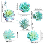 13Pcs Assorted Blue Artificial Succulent Plants Faux Fake Succulents Textured Cactus Stems Cacti Aloe Succulent In Different Art