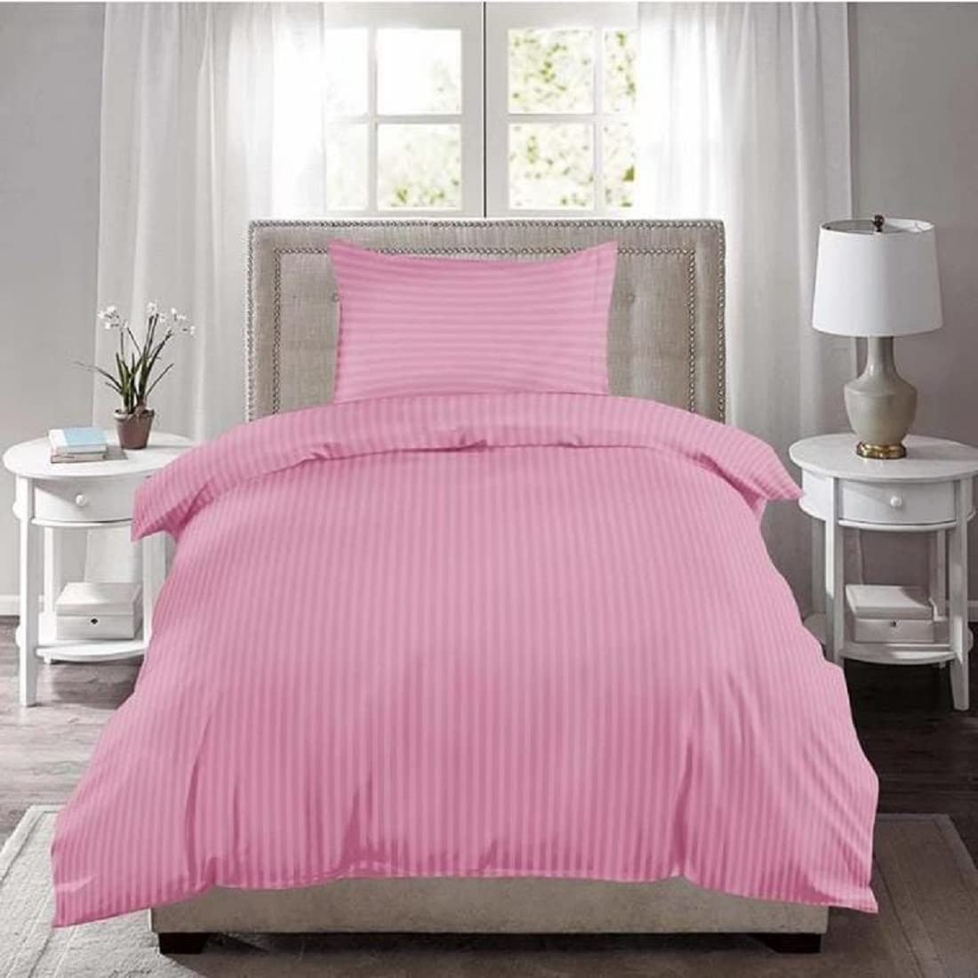 Home Solution Cotton Feel bedsheet for Single Bed, Single bedsheet with 1 Pillow Cover. 60x90 Inches (Pink)
