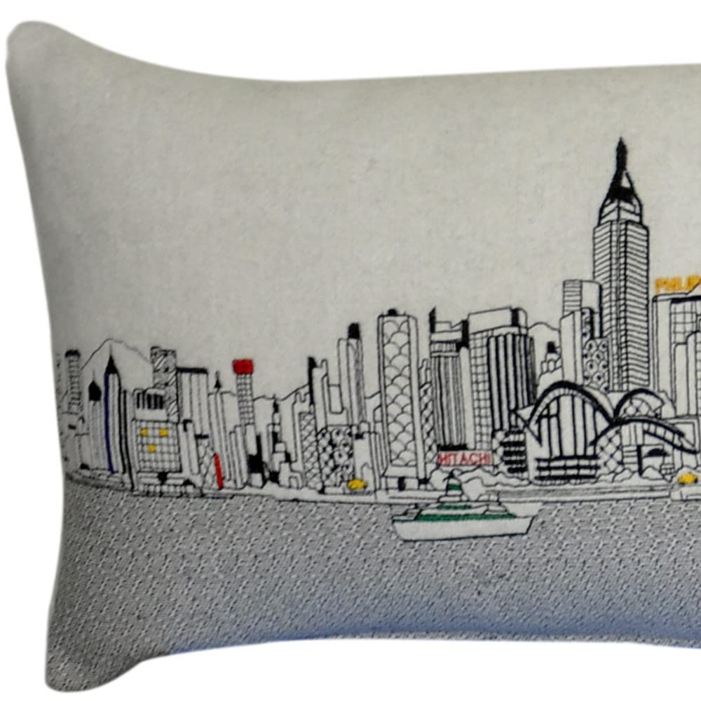 HomeRoots Cream 45' White Hong Kong Daylight Skyline Lumbar Decorative Pillow