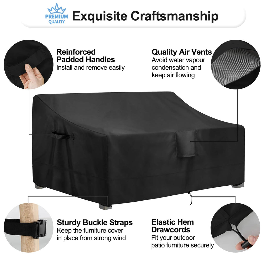 Outdoorlines Outdoor Waterproof Patio 3-Seater Couch Cover - Uv Resistant Patio Sofa Furniture Covers Weatherproof Heavy Duty Glider Covers For Outdoor Furniture, 76Wx32.5Dx33H Inches, Black