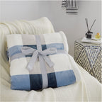 Pu Mei Sherpa Fleece Throw Blanket 80' X 90' Full/Queen Reversible Plush Fluffy Extra Large Big Blanket Lattice Flannel Blanke