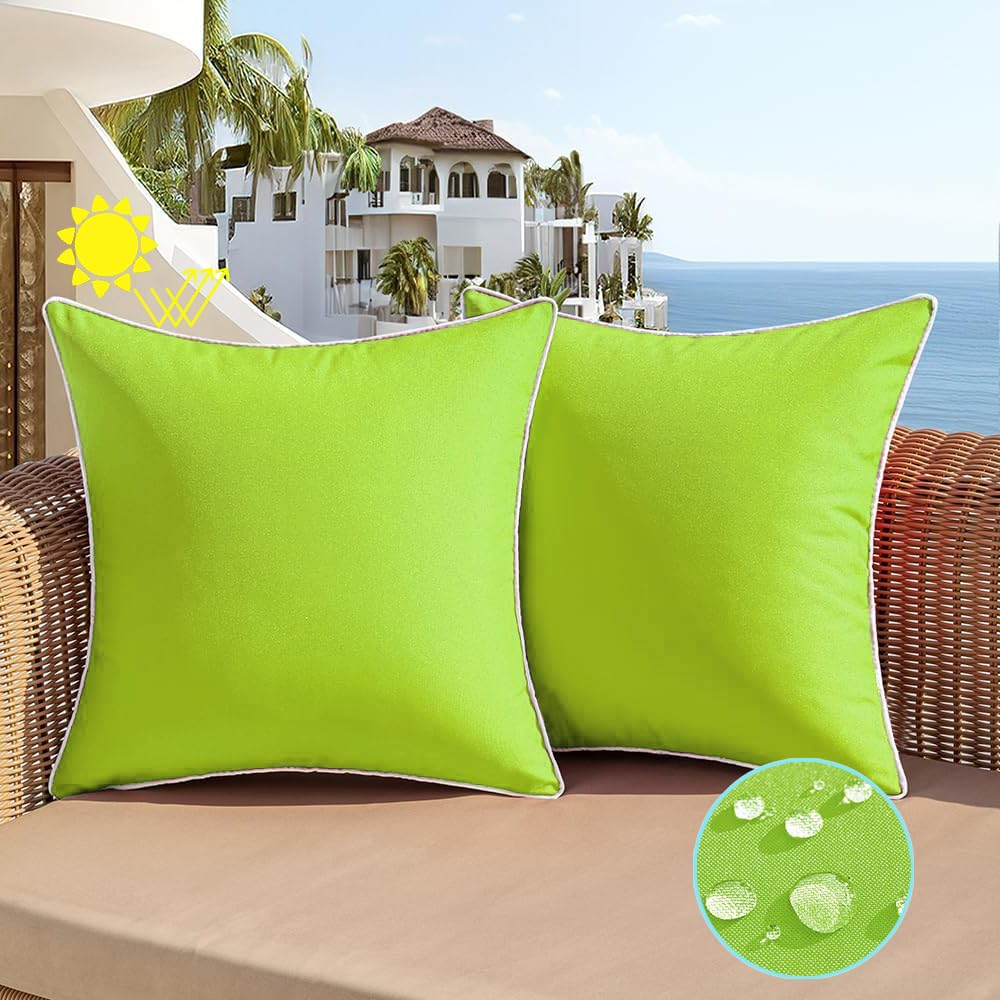 All Smiles Outdoor Waterproof Throw Pillow Covers 16X16 Set Of 2 Green Decorative Patio Tent Bed Sofa Living Room Furniture Sunb