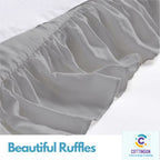 Ruffled Bed Skirt With Split Corners-Dust Ruffle - 24'' Drop 100% Microfiber Soft,Sheen & Luxurious Look - Bed Skirts (Light Gre