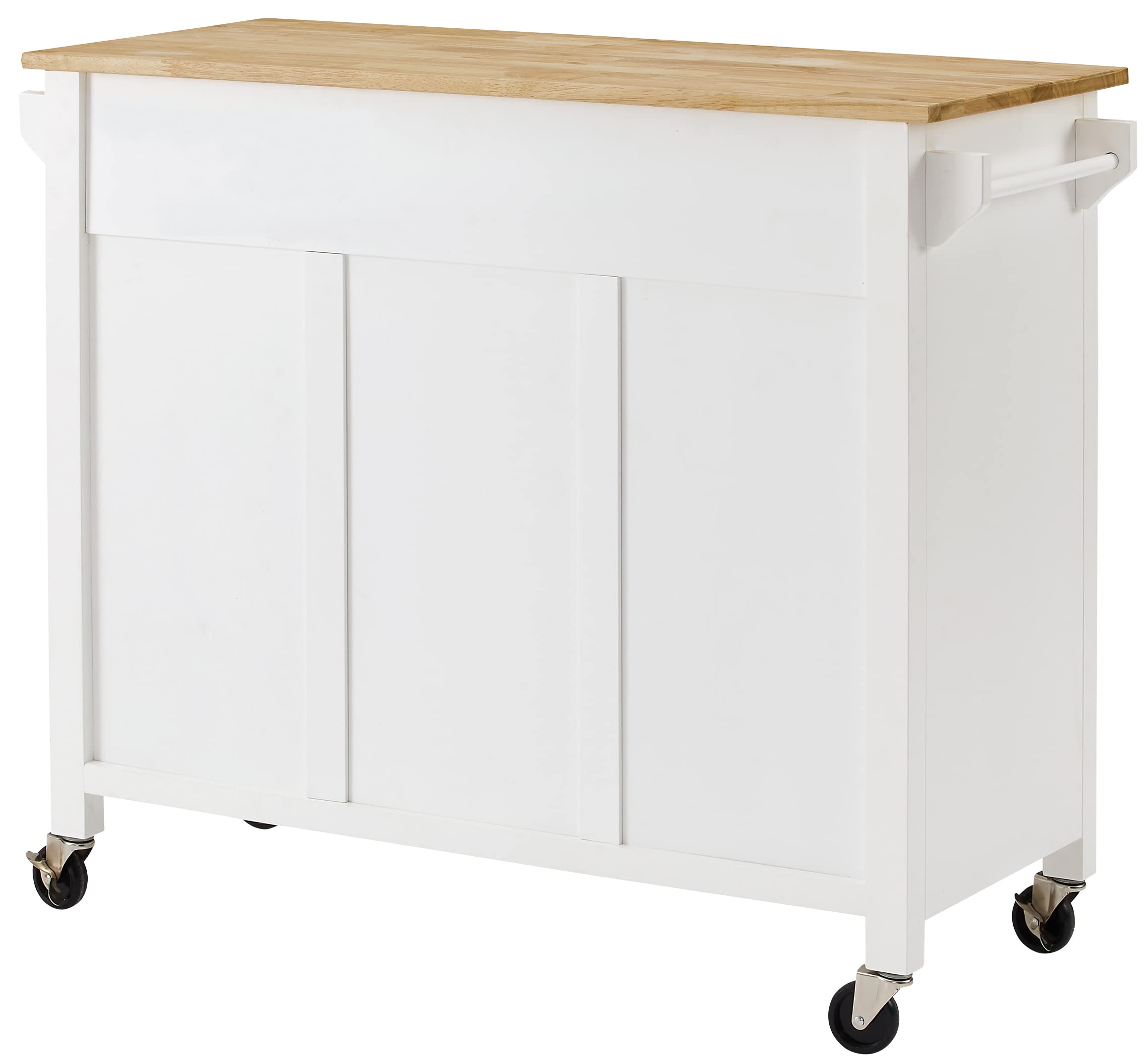 Crosley Furniture Laurel Rolling Kitchen Island Cart, Microwave Stand, Coffee Bar, with Shelves and Drawers, White