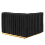 Modway Conjure Channel Tufted Performance Velvet Left-Arm Chair In Gold/Black
