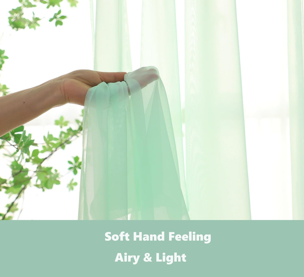 Pi Sheer Curtain 108 Inches Long,Light Window Drapery Soft Airy Voile With Rod Pocket For Living Room/Bedroom/Patio Door/Sliding Glass Door 2 Panels(W42Xl108,Mint Green)