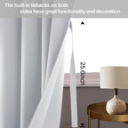 Jiuzhen Greyish White Blackout Curtains With Tiebacks Thermal Insulated, Light Blocking And Noise Reducing Grommet Curtains For And Living Room, Set Of 2 Window Curtain Panels, 52 X 90 Inch Length