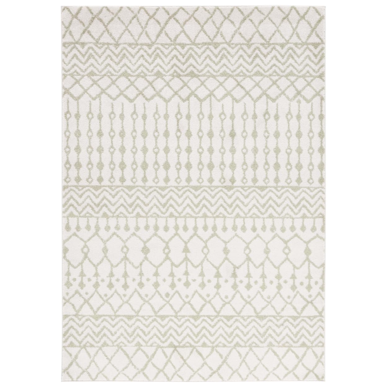 SAFAVIEH Tulum Collection Area Rug - 6 x 9, Ivory & Sage, Moroccan Boho Distressed Design, Non-Shedding & Easy Care, Ideal for