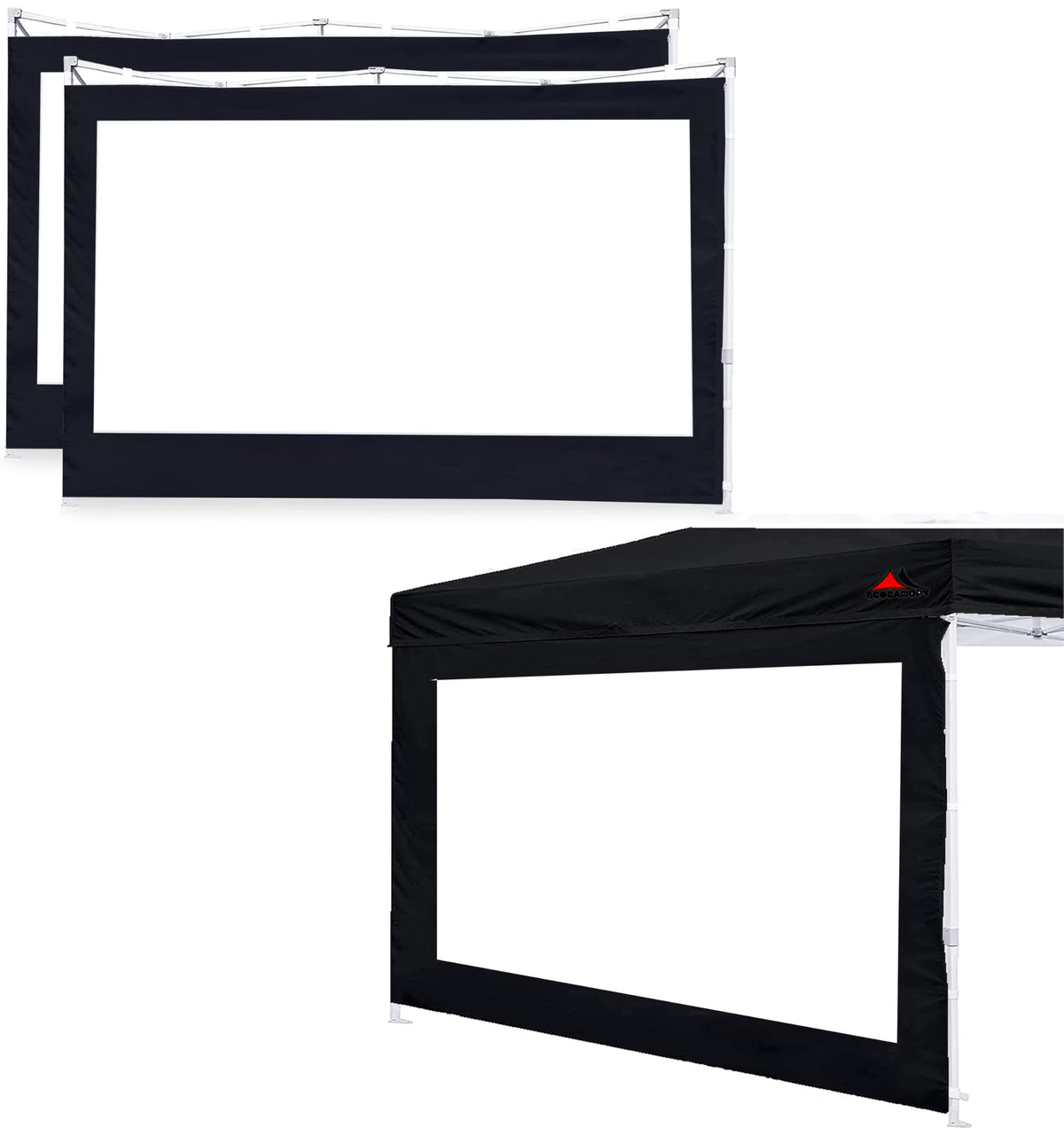 Scocanopy Clear Window Sidewall For 12X12 Canopy Frame, 3 Pack Sunwalls Only,(Black)