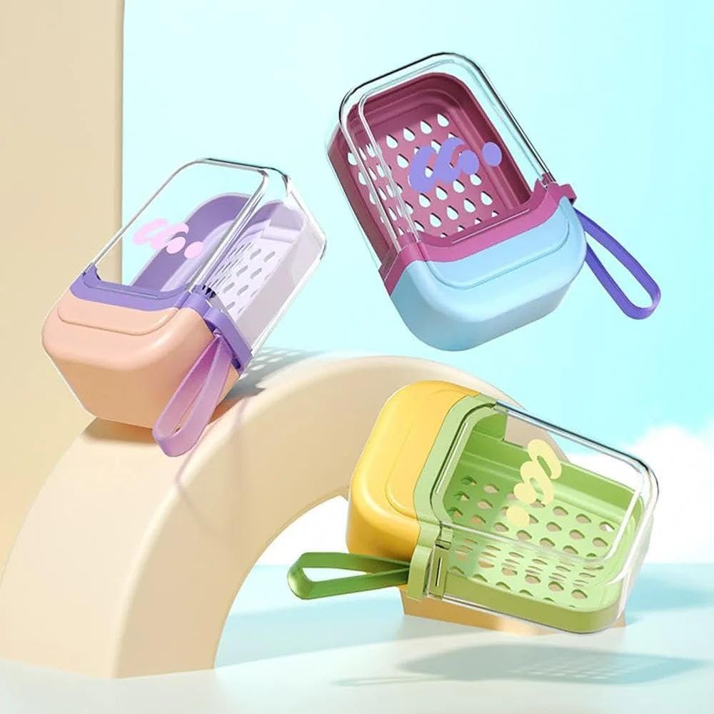 Ekymaxsu Portable Soap Box Case With Drain Holes And Carry Strap
