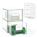 2 Pack Laundry Room Organization Storage Drawers with Labels, Clear Stackable Dryer Sheet Holder and Pod Containers, Detergent D