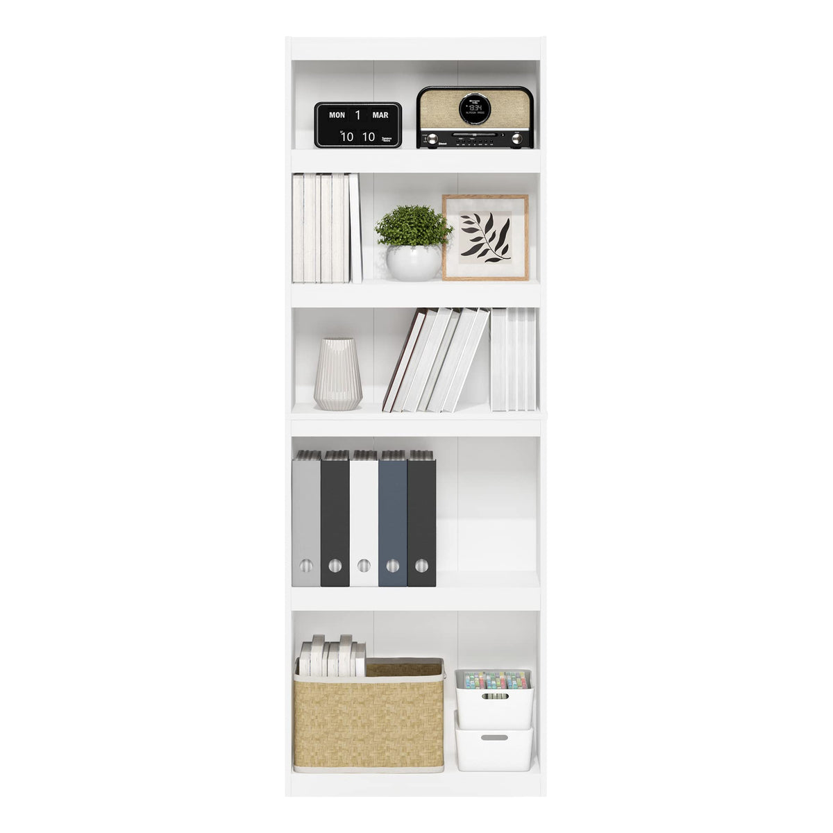 Furinno Jaya Enhanced Home 5-Tier Shelf Bookcase, White