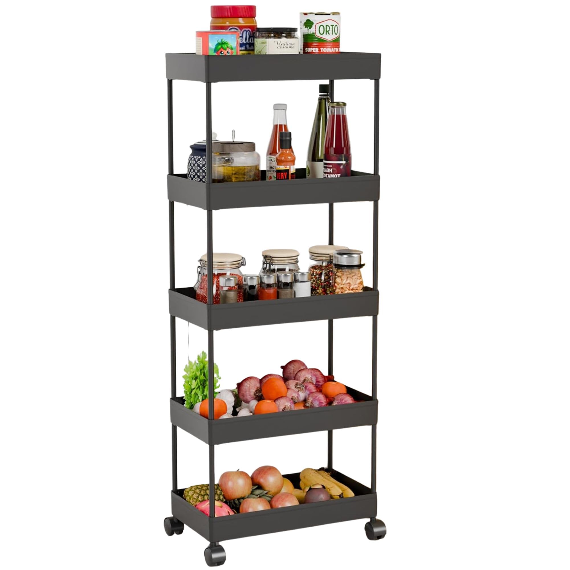 Kitchen Trolley Storage Organizer With Wheels, Multipurpose Rolling Cart, Slim Storage Rack Shelf For Kitchen, Bathroom, Living 