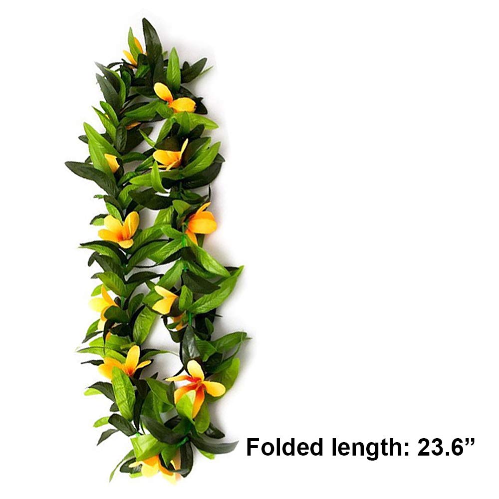 Hawaiian Leis Hawaii Luau Tropical Flower Leaf Leis Wreath Women Green Leaves Dance Garland Floral Necklace For Summer Beach Wed