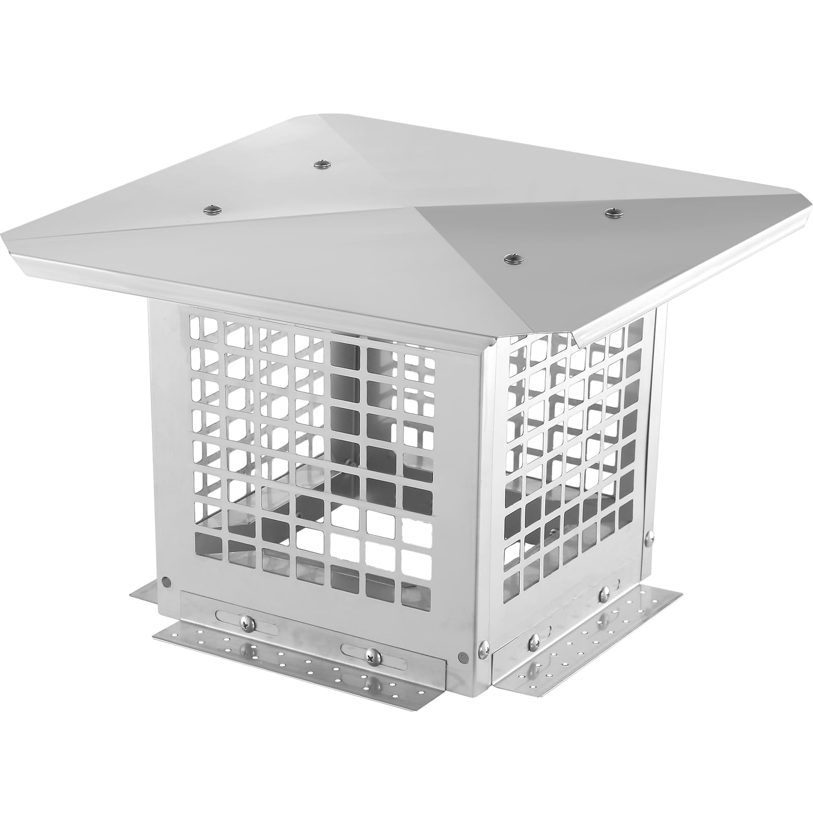 VEVOR Chimney Cap 9 x 9 inch Practical Accessories & Easy Installation, Fits Mesh Covers Outside Clay Flue Shingles, Silver