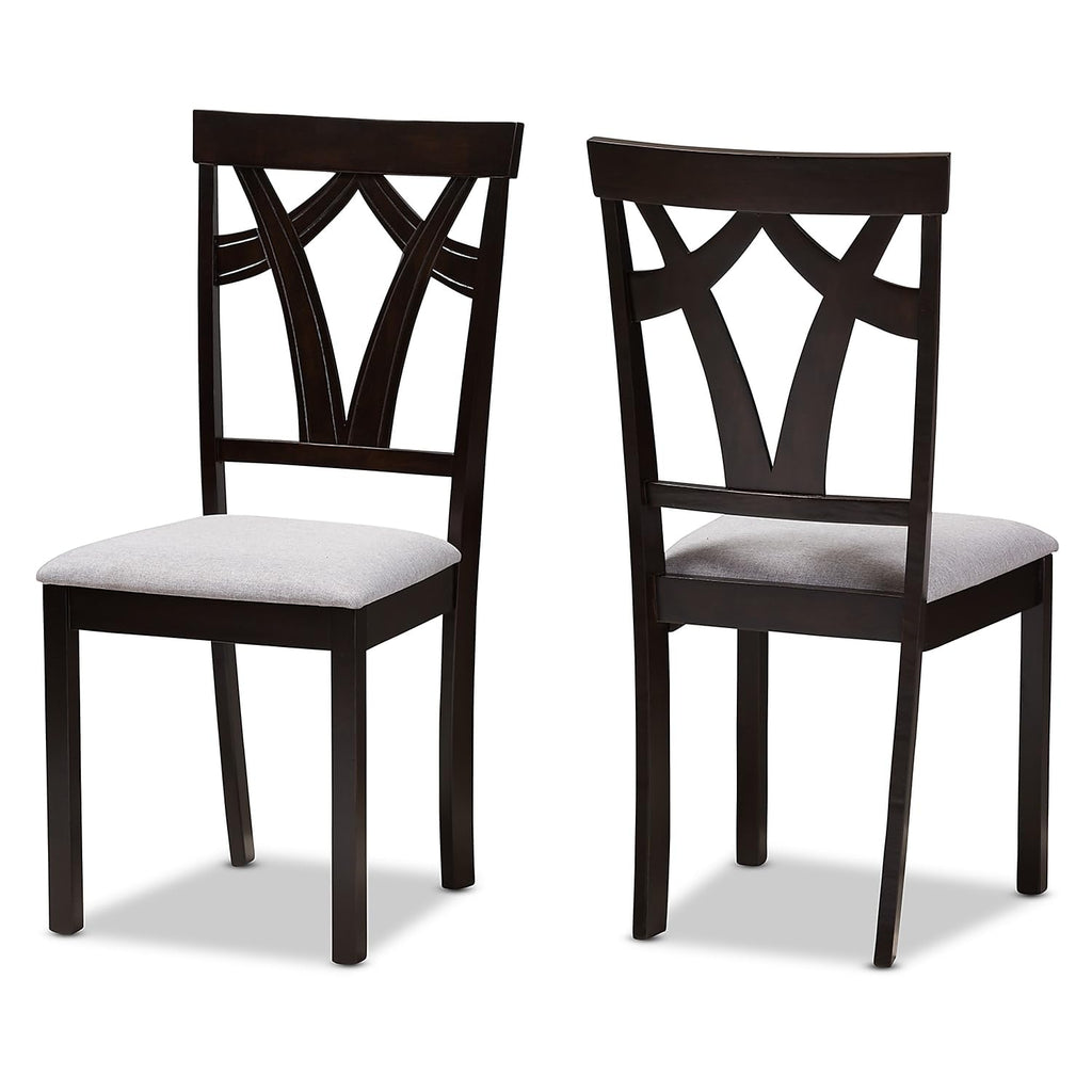 Baxton Studio Sylvia Contemporary Fabric Dining Chair, Grey and Dark Brown, 2/Set (142-2PC-8028-HT)