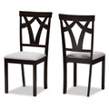 Baxton Studio Sylvia Contemporary Fabric Dining Chair, Grey and Dark Brown, 2/Set (142-2PC-8028-HT)