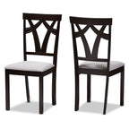 Baxton Studio Sylvia Contemporary Fabric Dining Chair, Grey and Dark Brown, 2/Set (142-2PC-8028-HT)
