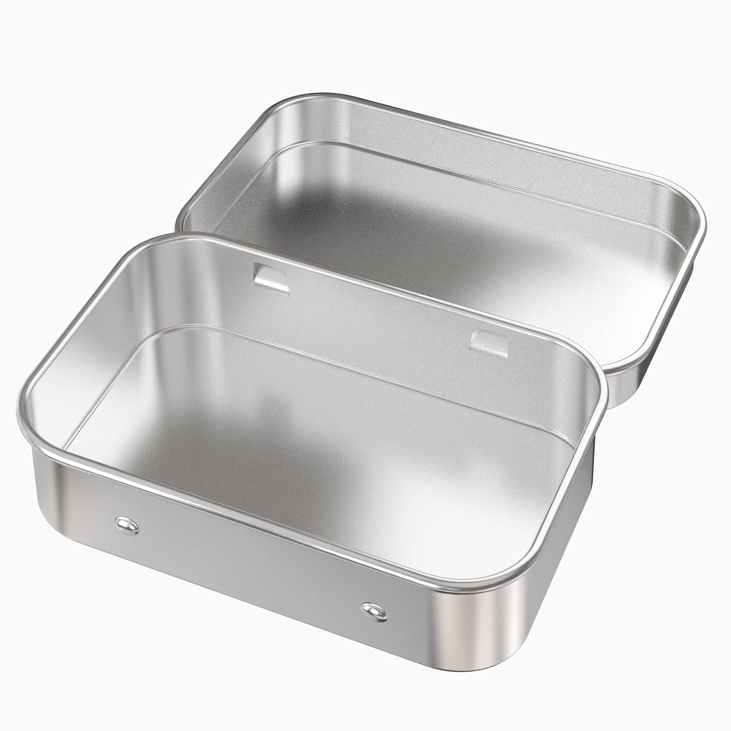 Hulless 2 Pcs Metal Box Kit - Silver Hinged Portable Storage Boxes, 4.5x3.3x0.9 Inch, Ideal for Organizing and Storing Items