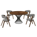 Armen Living Cirque Rowan 5 Piece Walnut Dining Set