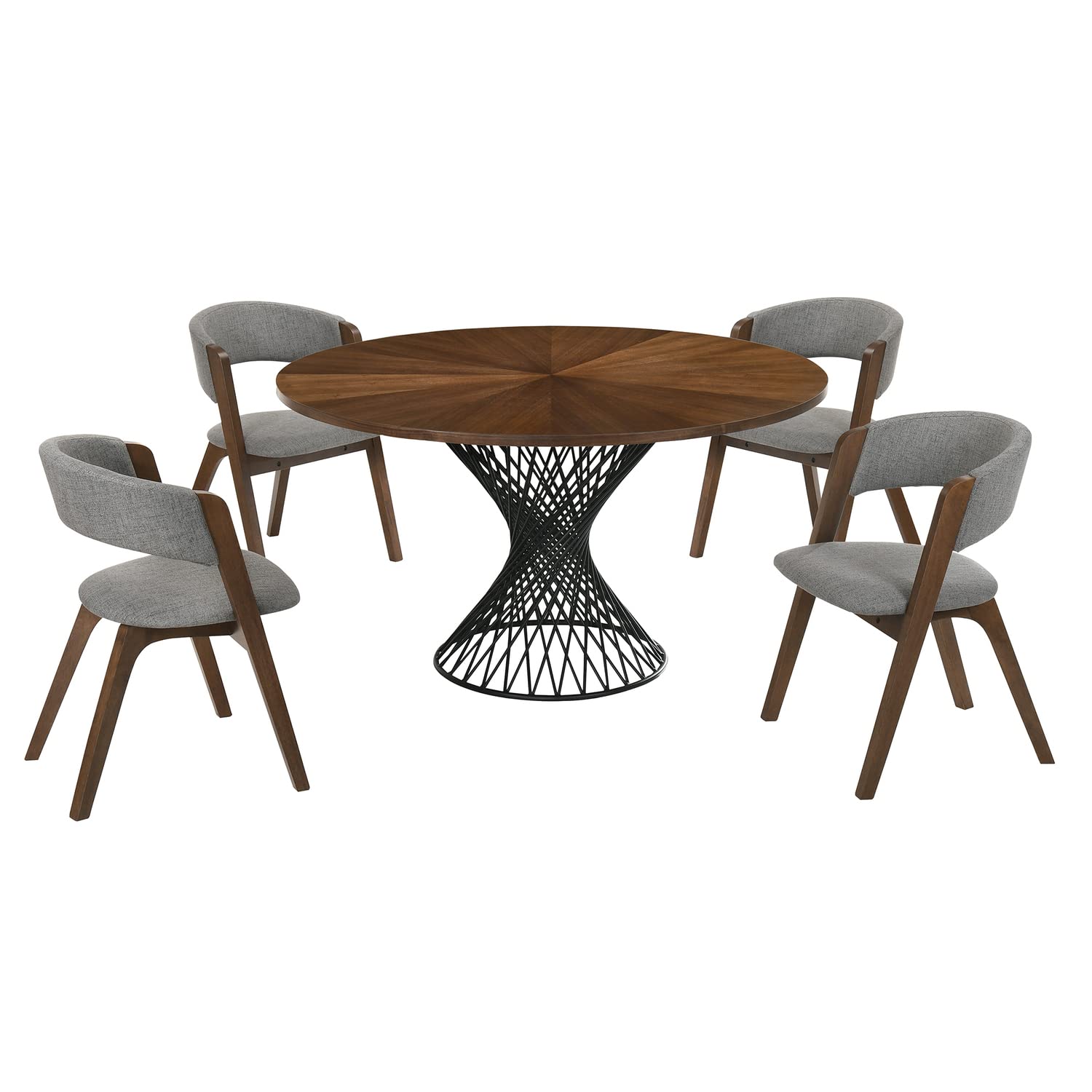 Armen Living Cirque Rowan 5 Piece Walnut Dining Set