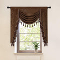 Elkca Thick Chenille Window Curtains Valance For Living Room Chocolate Waterfall Valance For Bedroom,1 Panel (Chocolate, W89)