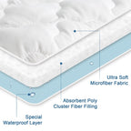 Split King Mattress Protector Pad Waterproof Quilted, Breathable & Cooling Split King Mattress Topper Cover Fitted For Adjustabl