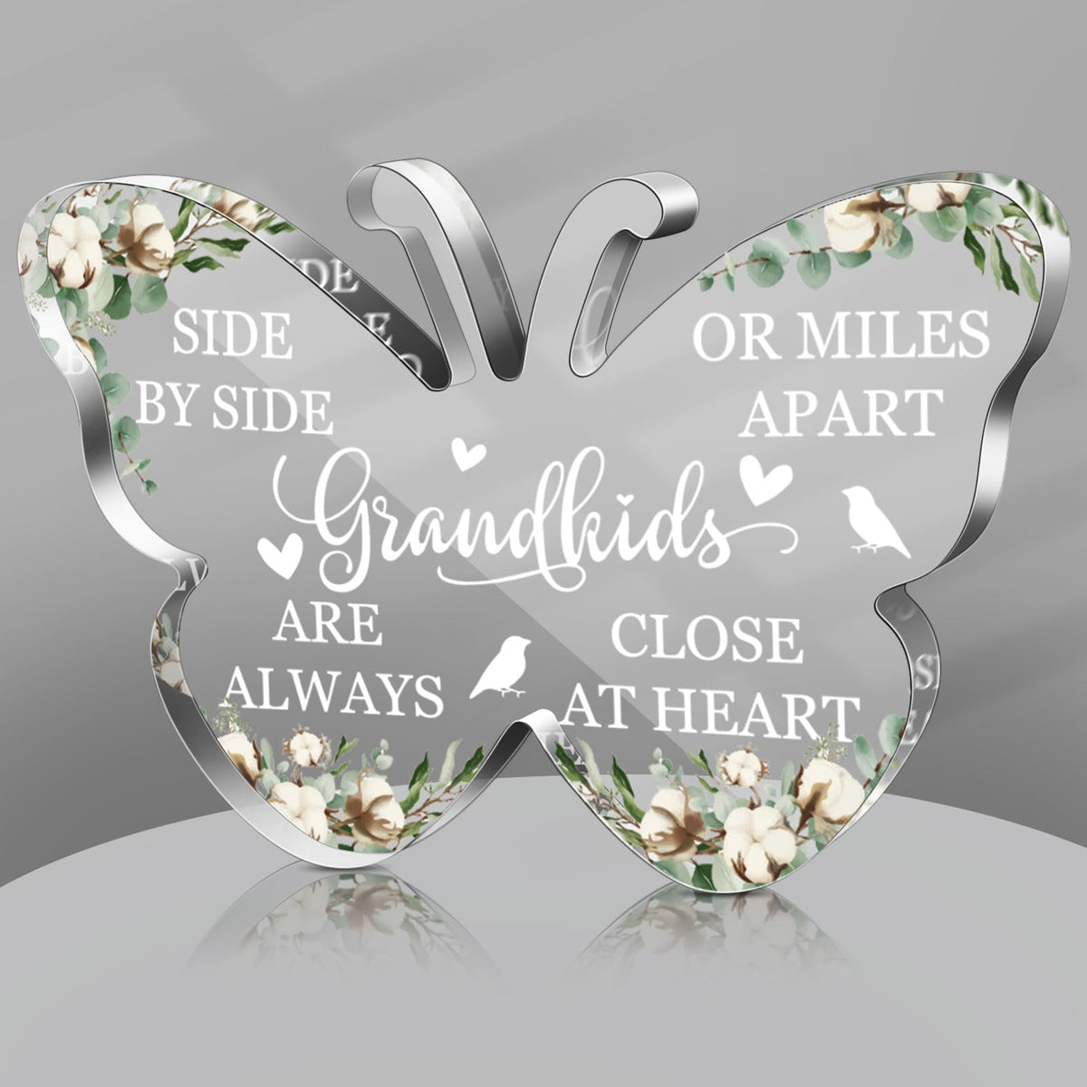 Jetec Grandma Gift Grandma Birthday Gift Acrylic Heart Shape Butterfly Shape Grandma Sign from Granddaughter Grandson Thoughtful